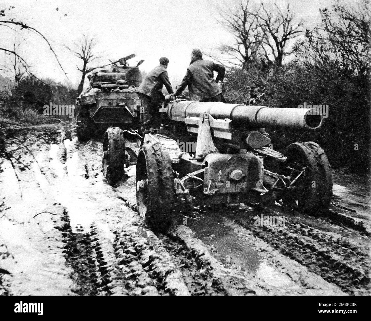 Deutsche 155-mm-Kanone, Italien; 2. Weltkrieg, 1944. Stockfoto