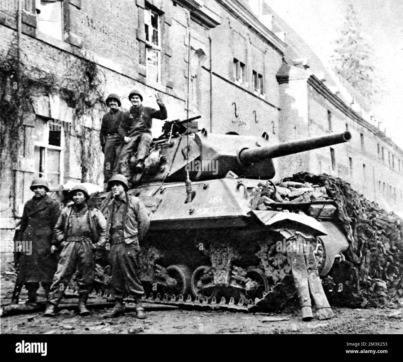 Amerikanischer Panzerzerstörer in Stavelot; 2. Weltkrieg, 1944. Stockfoto