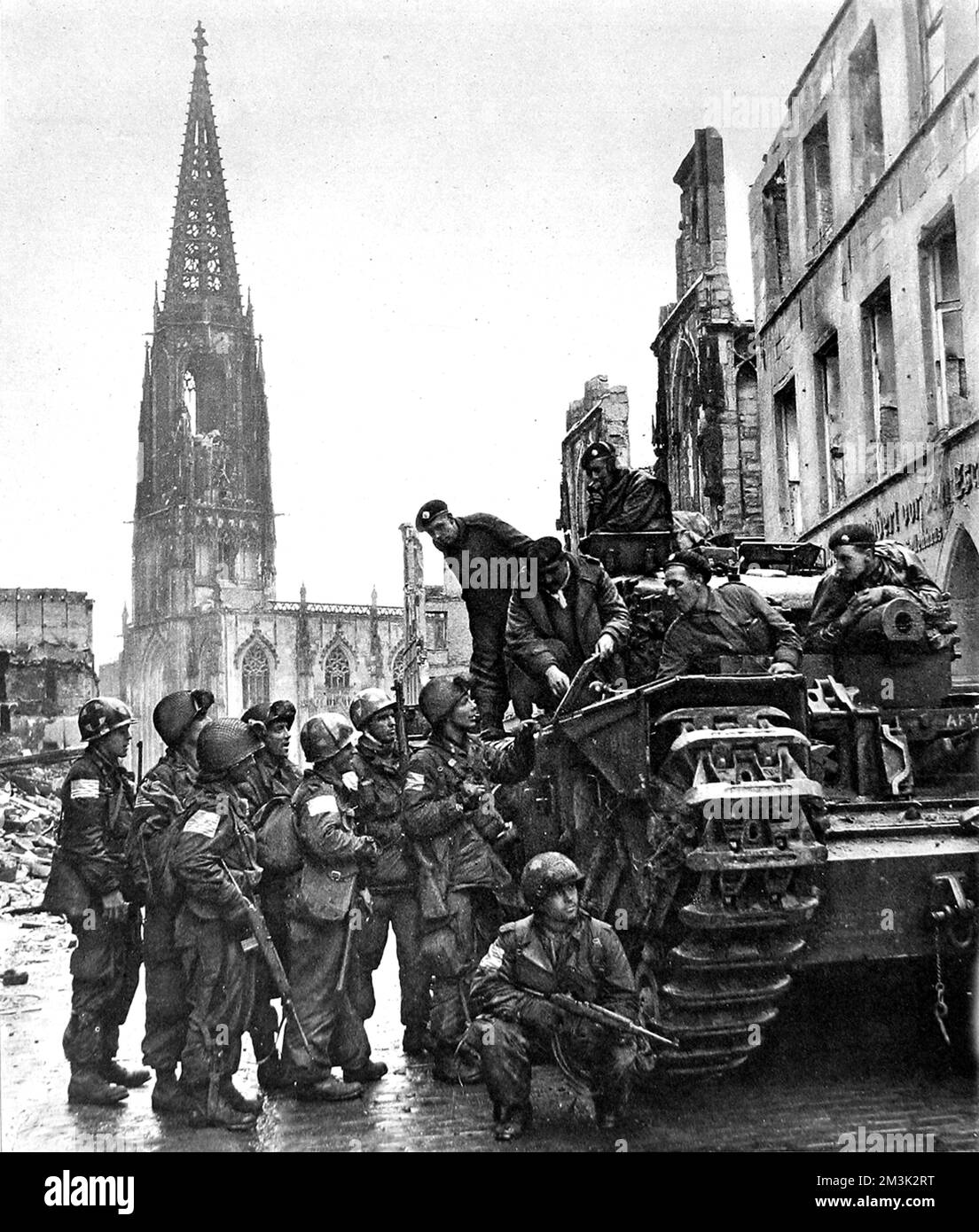 Britische und amerikanische Truppen in Münster 1945 Stockfoto