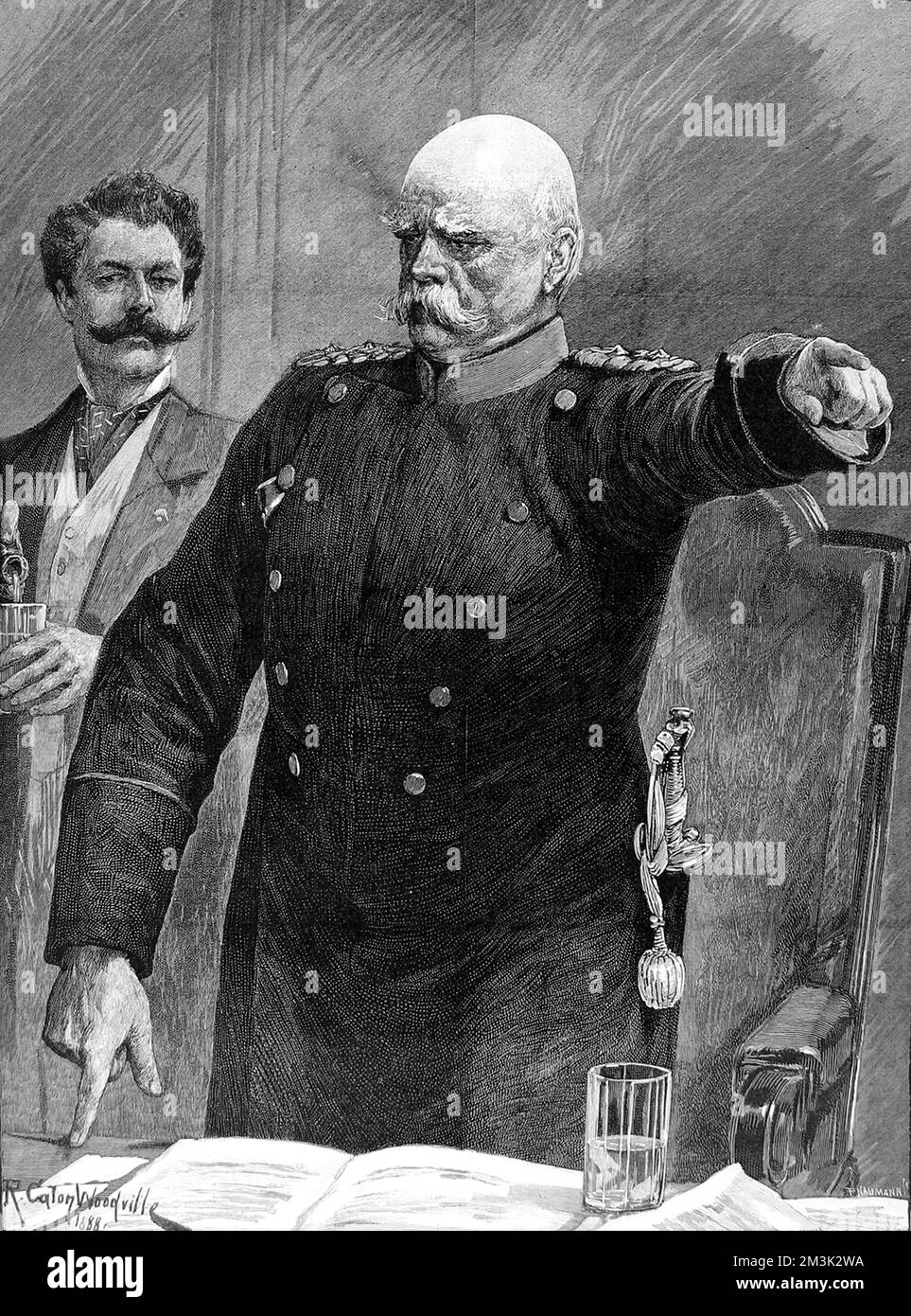 Prinz Otto Edward Leopold von Bismarck, Herzog von Lauenburg (1815-1898), der preußisch-deutsche Staatsmann und erster Kanzler des Deutschen Reiches, abgebildet vor dem Deutschen Reichstag. 1888 Stockfoto