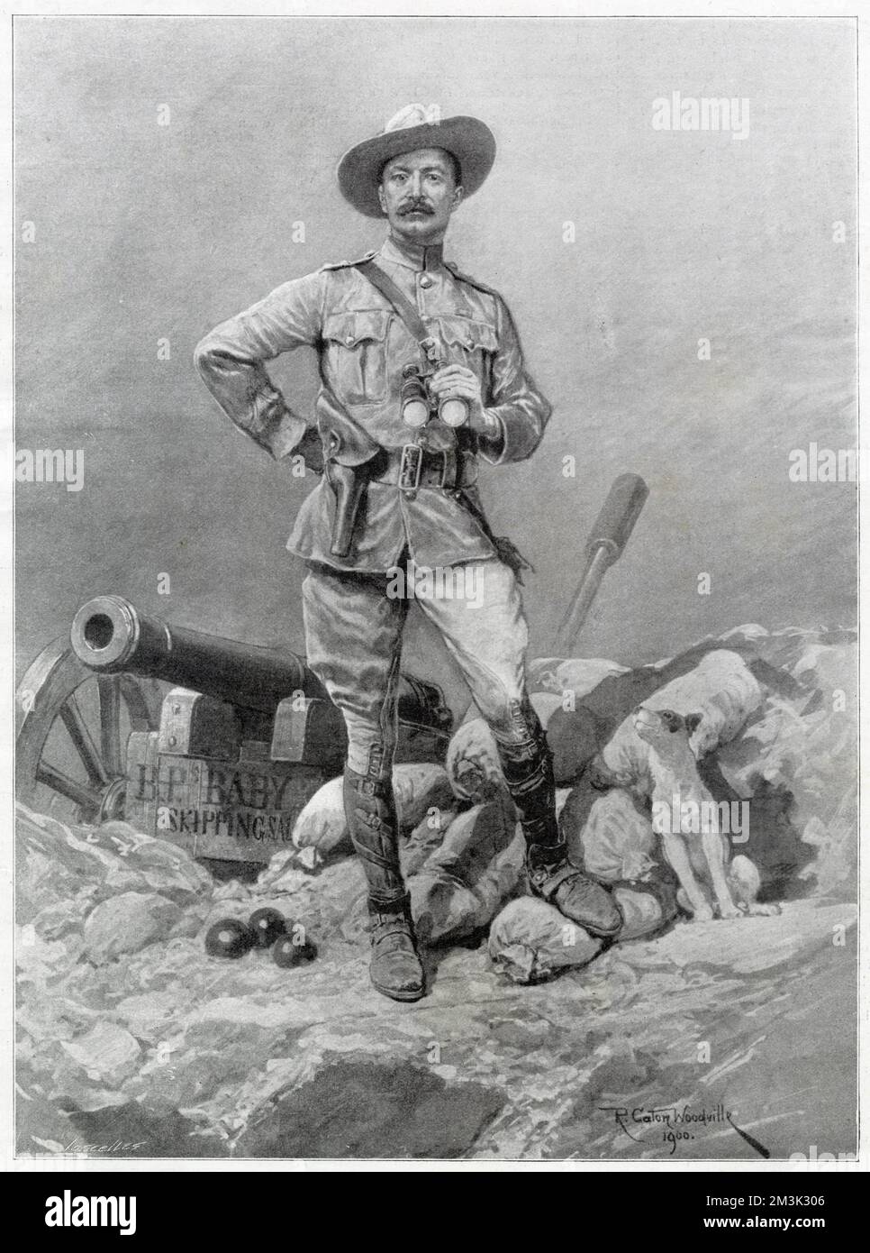Robert Baden-Powell, 1. Baron Baden-Powell, englischer Soldat und Gründer der Pfadfinder, im Mafeking, Südafrika. Stockfoto