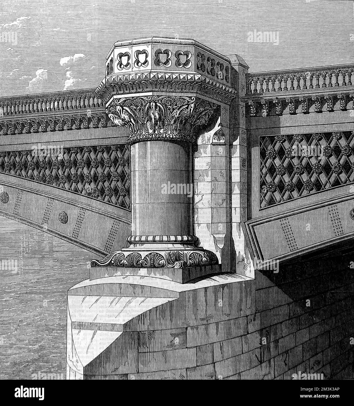 Pier of Blackfriars Bridge, London 1869 Stockfoto