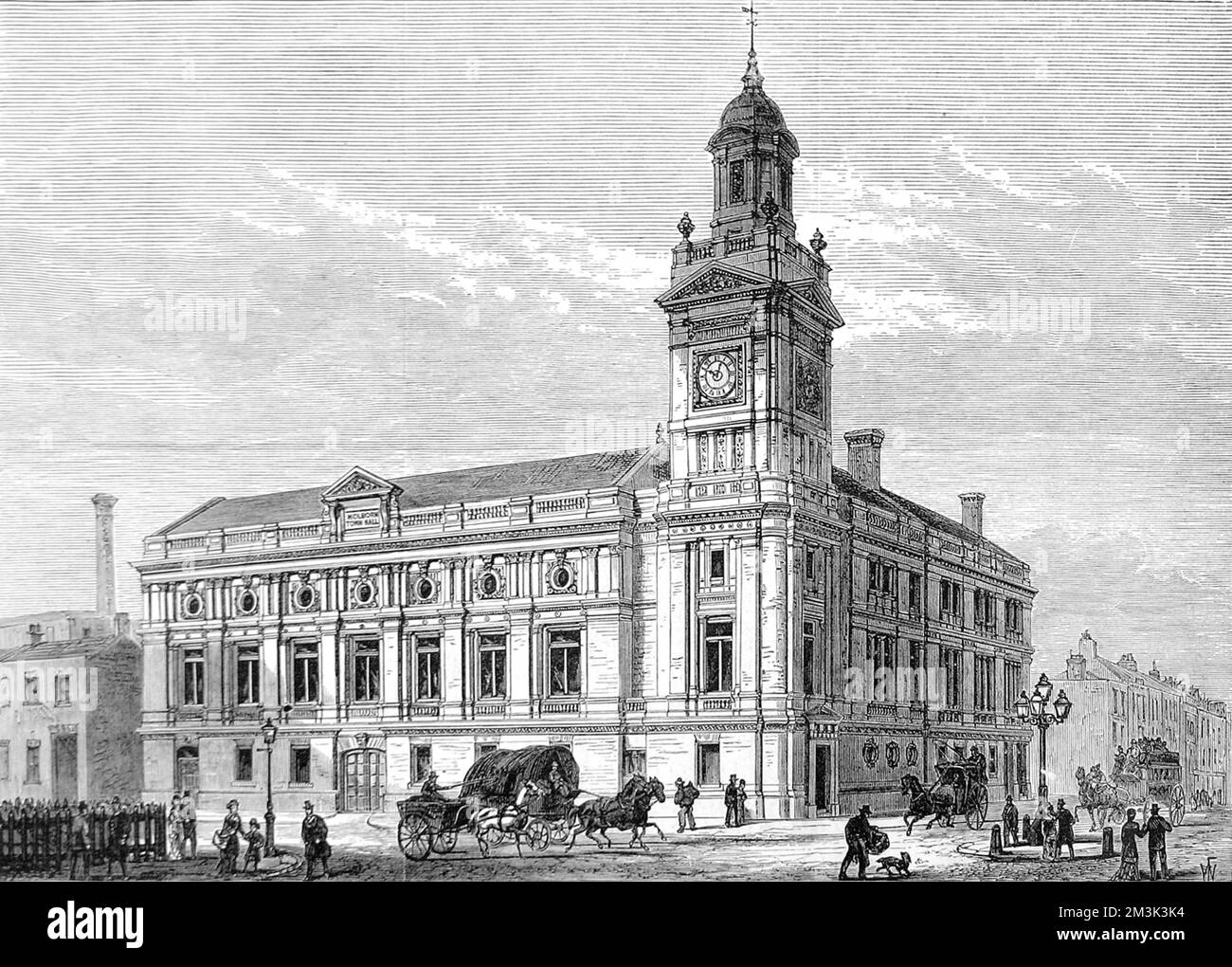 Holborn „Townhall“ im Jahr 1880, kurz nachdem es offiziell eröffnet wurde. Dieses Gebäude wurde für die öffentlichen Büros des Holborn District Board of Works entworfen. 1880 Stockfoto
