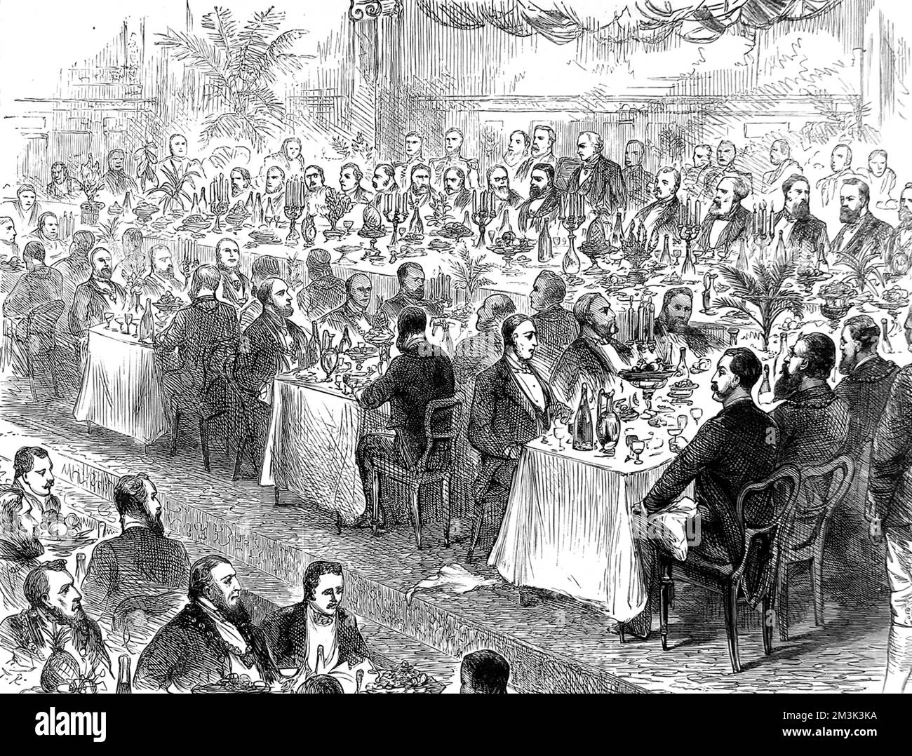 Das Jubiläumsbankett der Kommunalunternehmen findet in der Freemason's Tavern statt. 1885 Stockfoto