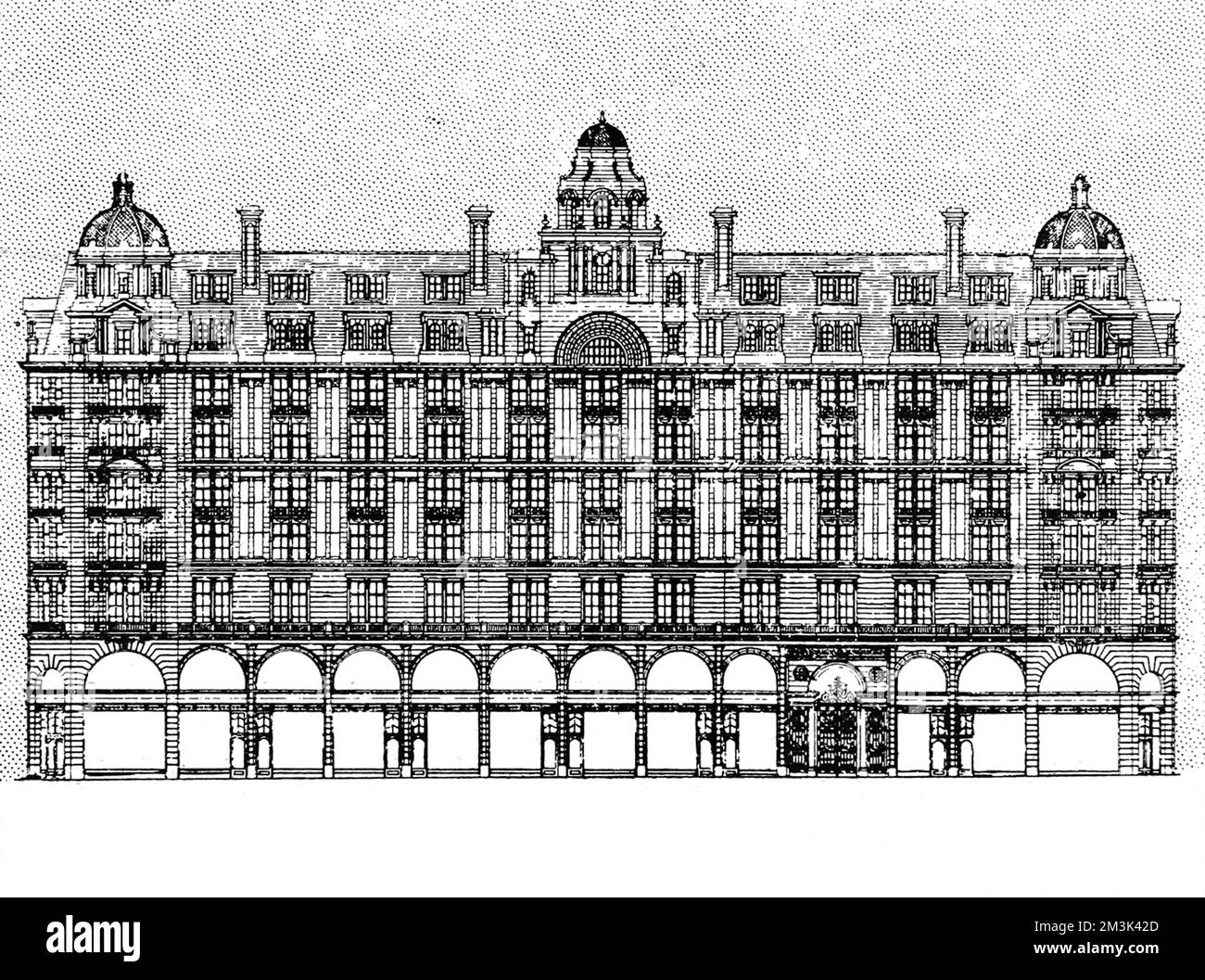 Das Design eines neuen Piccadilly Hotels in London. Dieses Gebäude wird jetzt vom Piccadilly Hotel 'Le Meridien' bewohnt. 1905 Stockfoto