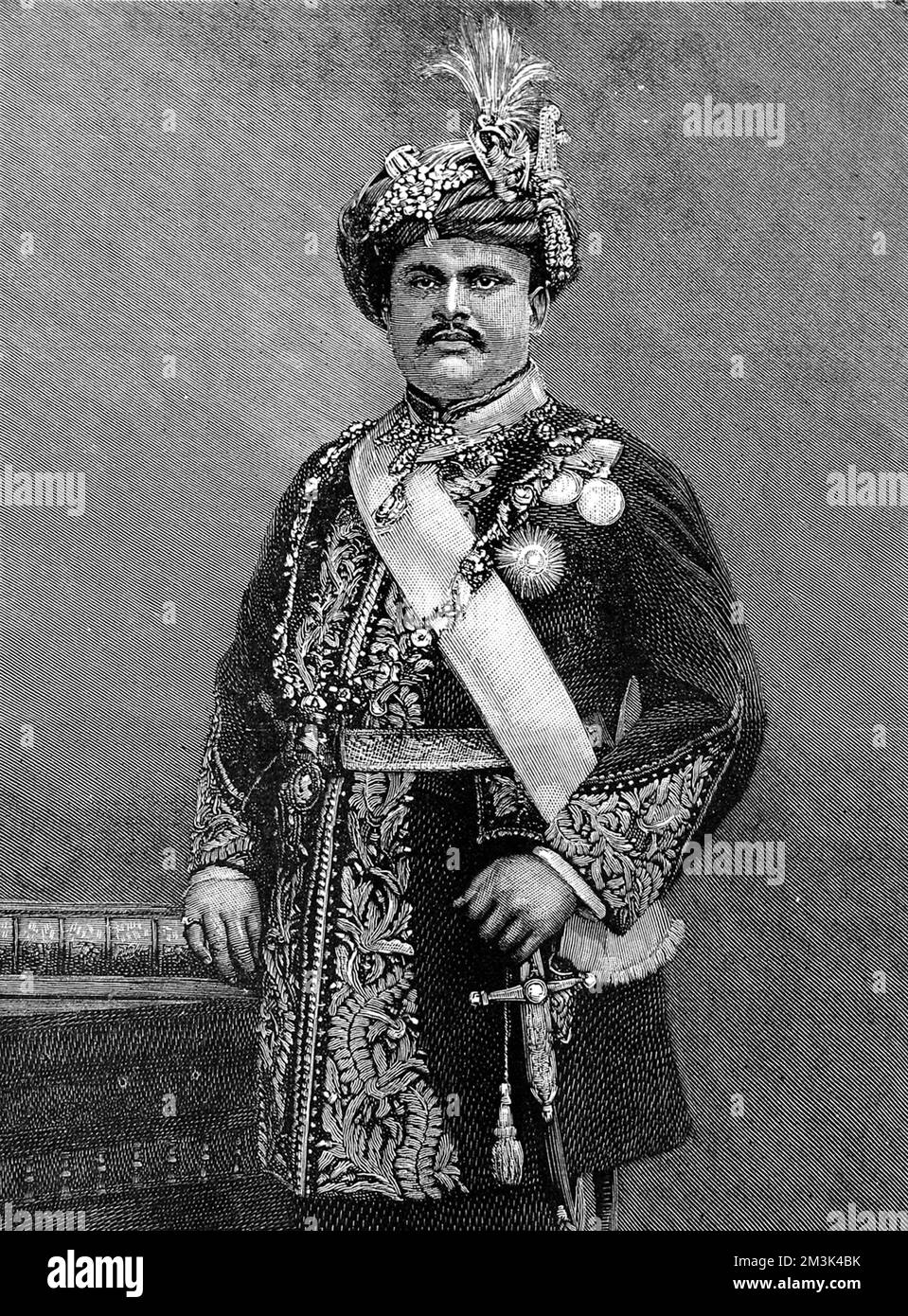 Seine Hoheit Maharadscha Takhtsingjie, G.C.S.I., der Maharadscha von Bhownugar. Der Maharadscha war in jenem Jahr ein Besucher Londons, um an der Eröffnung des Imperial Institute teilzunehmen. 13. Mai 1893 Stockfoto