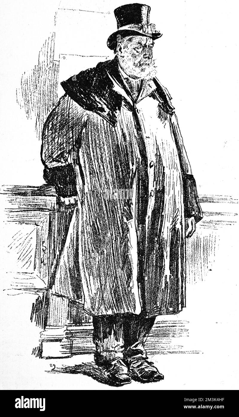 Die Abbildung zeigt einen der Türhüter, die bei Lloyd's of London, der Versicherungsgesellschaft, 1890, angestellt sind. 1890 Stockfoto