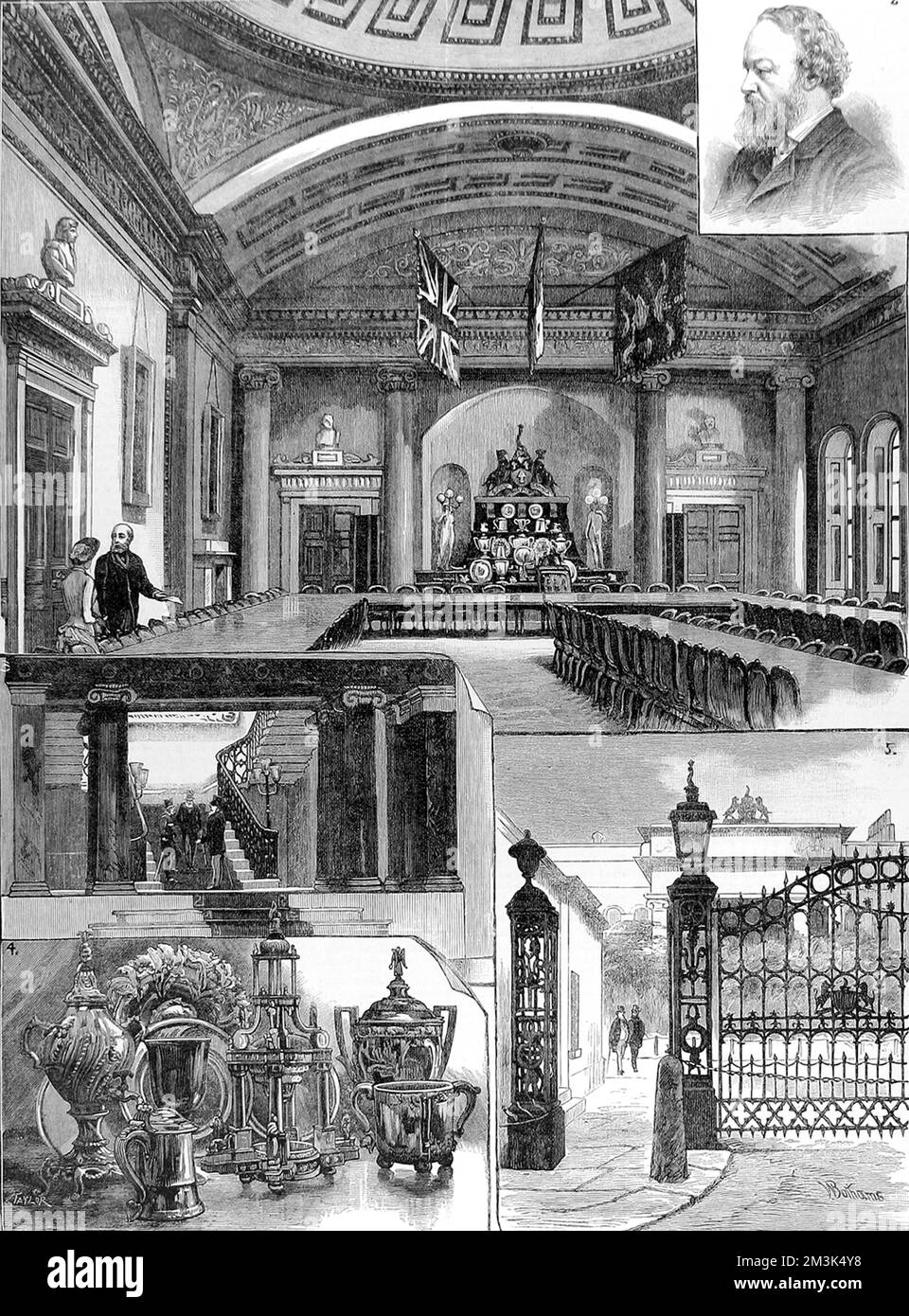 Eine Reihe von Szenen, die mit der Salters' Company, einer der London City Guilds, in Verbindung stehen. Stockfoto