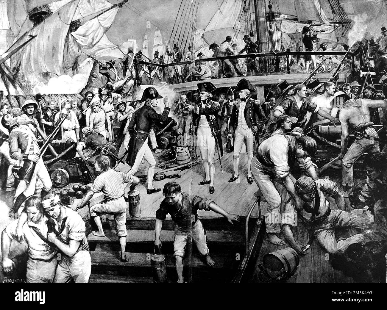 Nelsons höchste Stunde in Trafalgar, 21. Oktober 1805. Stockfoto