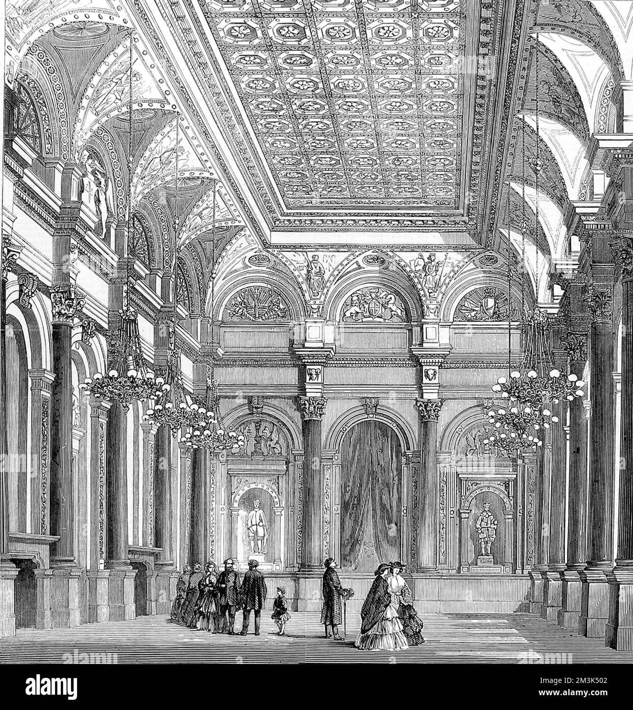 Bankettsaal der Clothworkers' Company 1859 Stockfoto