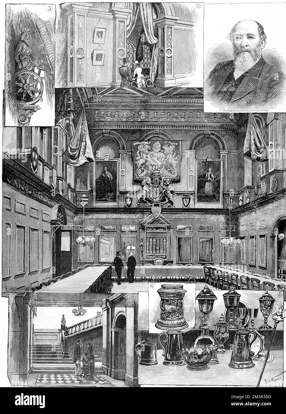 Eine Reihe von Szenen, die mit der Haberdashers' Company, einer der London City Guilds, in Verbindung stehen. Datum: 1884 Stockfoto