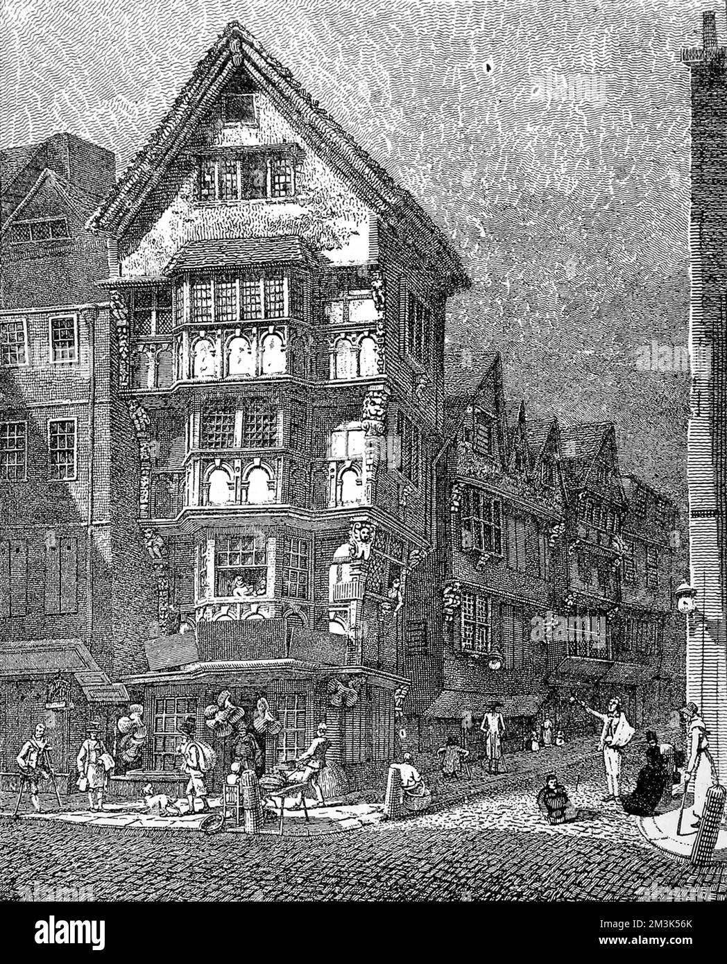 Außenansicht des Hauses von Isaac Walton (1595 - 1683), dem englischen Biografen, Autor und „Vater“ des Angeln. Dieses Gebäude, an der westlichen Ecke der Chancery Lane, wurde während der Herrschaft von König Edward VI. Erbaut Datum: 1893 Stockfoto