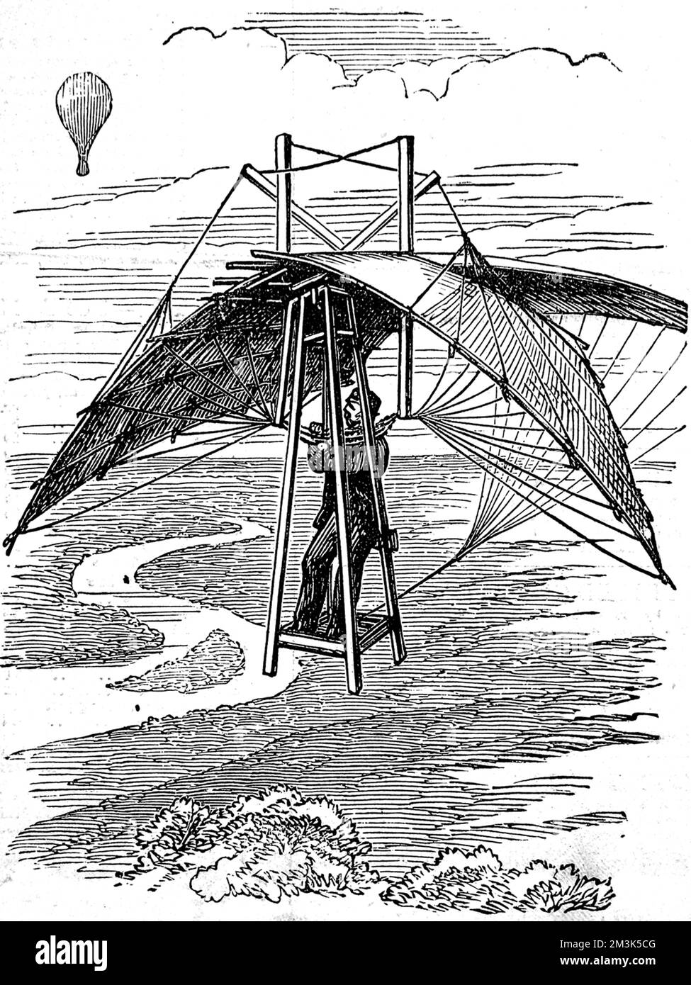 Fallschirm des fliegenden Mannes 1874 Stockfoto