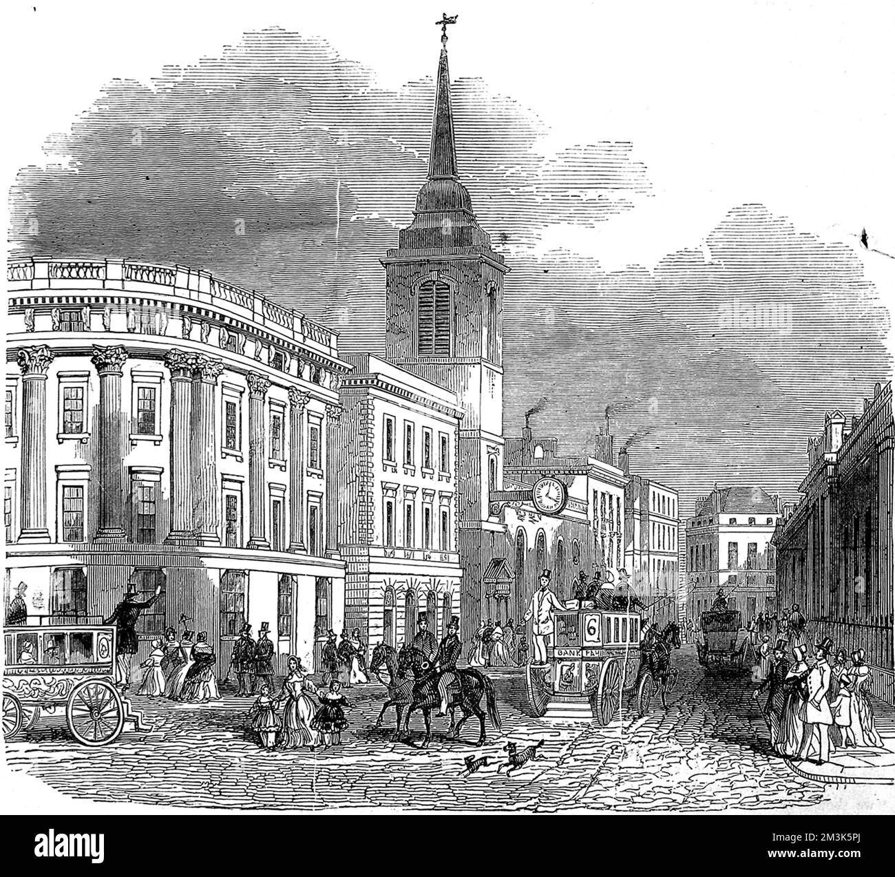 Lothbury Street, London 1845 Stockfoto