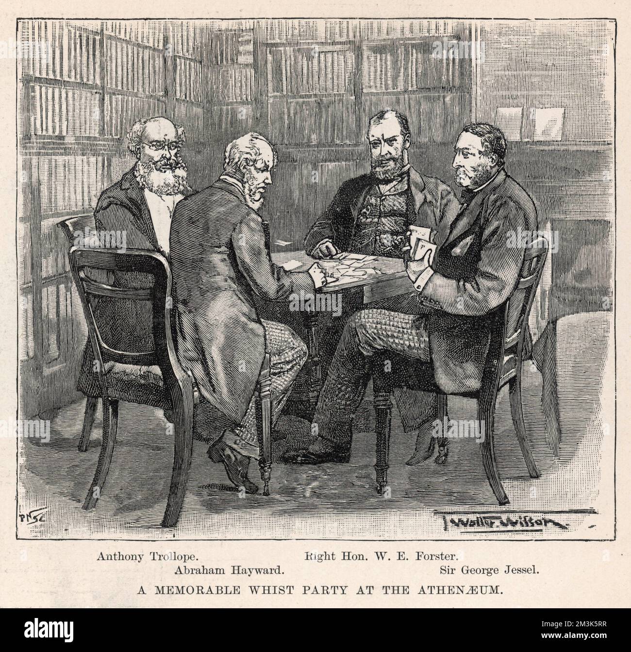 Unvergessliche Party im Athenaeum Club, London, bestehend aus (von links nach rechts) Anthony Trollope, Abraham Hayward, Right Hon. W. E. Forster und Sir George Jessel. 1893 Stockfoto