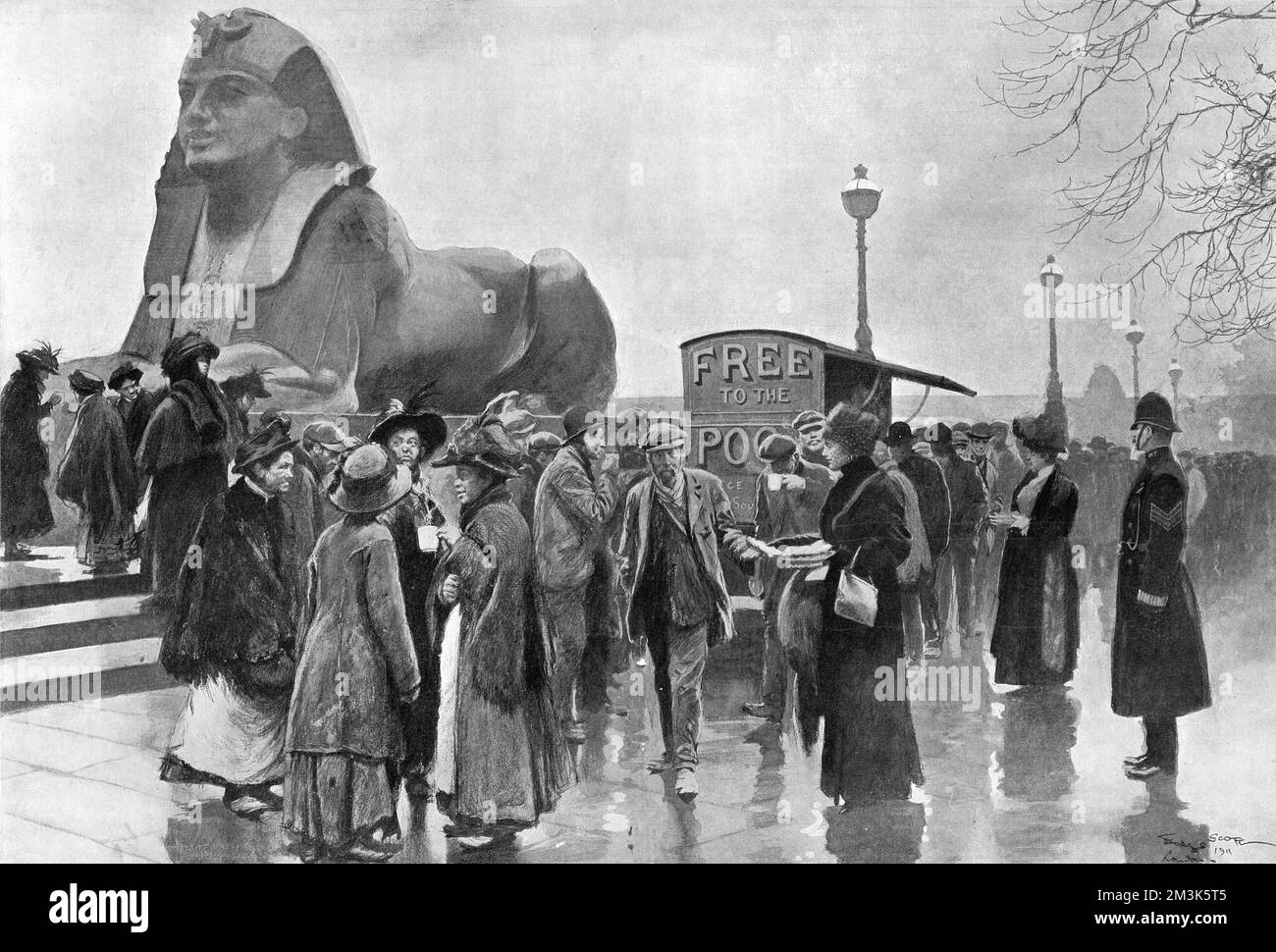 Wir füttern Londons Verderben am Embankment Stockfoto