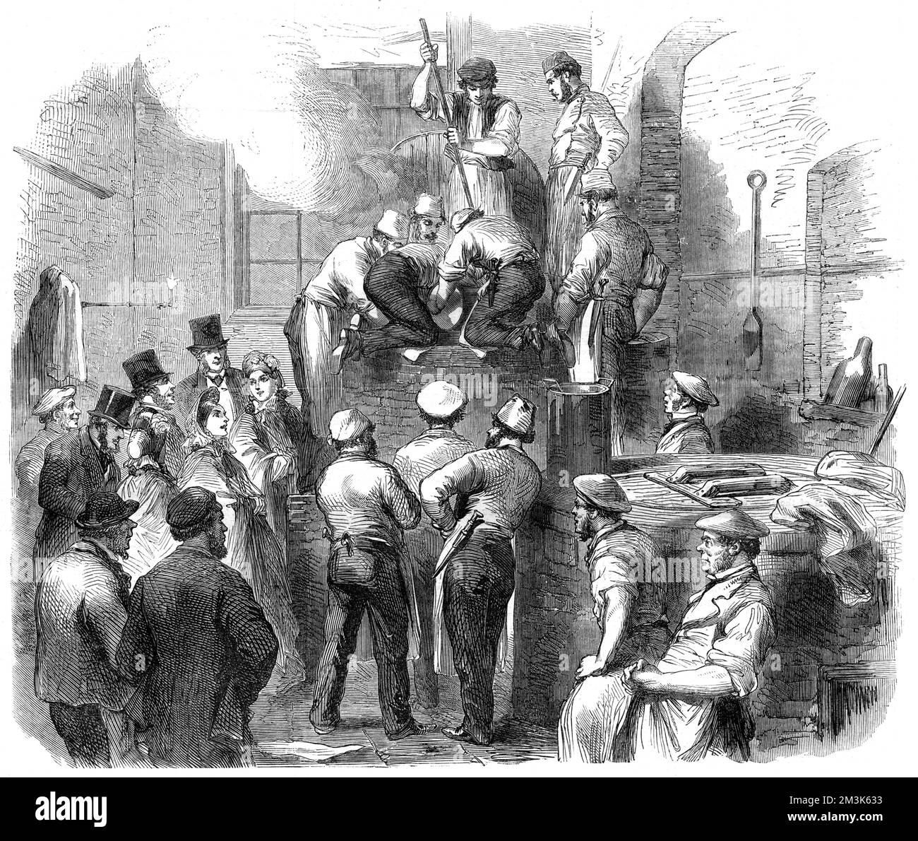 Mitglieder der United Cooks' Society bereiten einen Monsterpudding für die Festtage im Marylebone Workhouse für die Lancashire-Agenten vor. 1863 Stockfoto