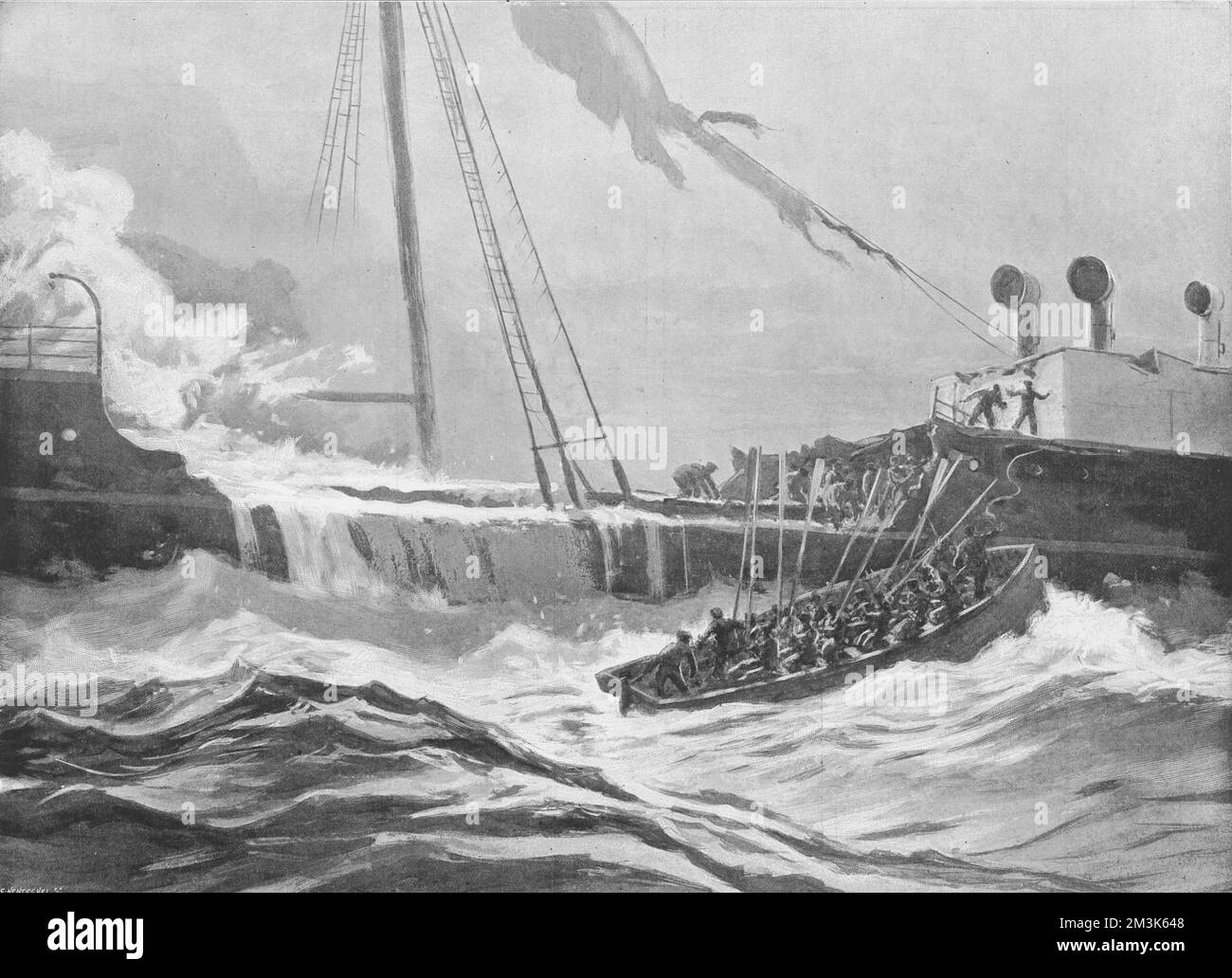 Der Cutter der SS 'Mayo' rettet Überlebende der SS 'Ad Stockfoto