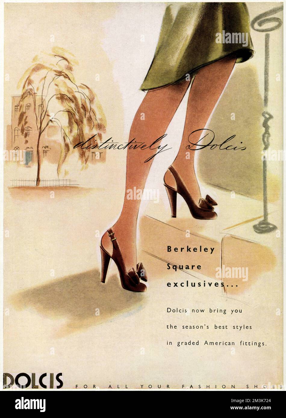 "Unverwechselbar Dolis". High Heels Slingback Damenschuhe. Datum: 1947 Stockfoto