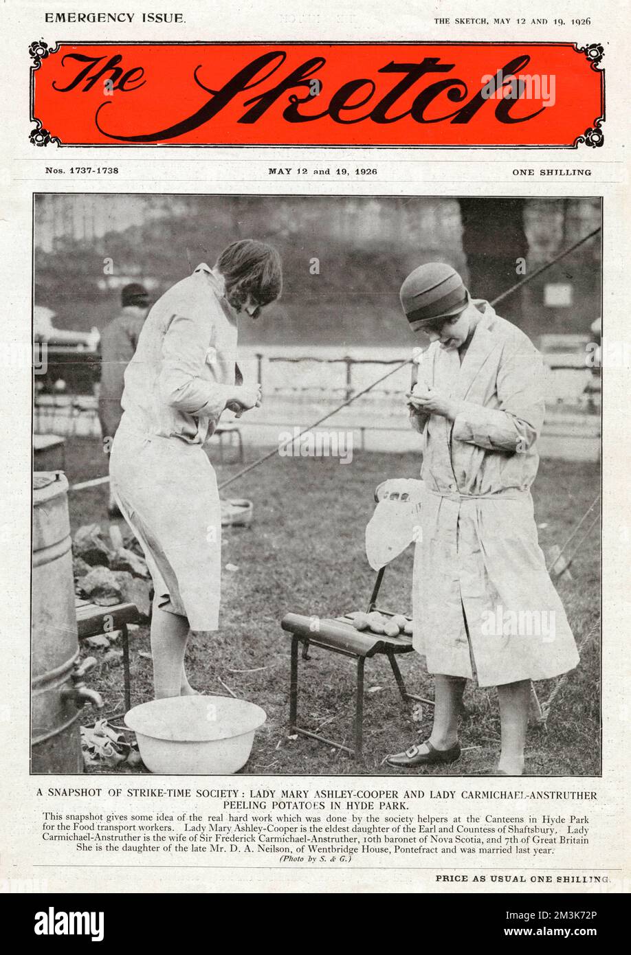 Der General Strike - Kartoffelschälen im Hyde Park Stockfoto