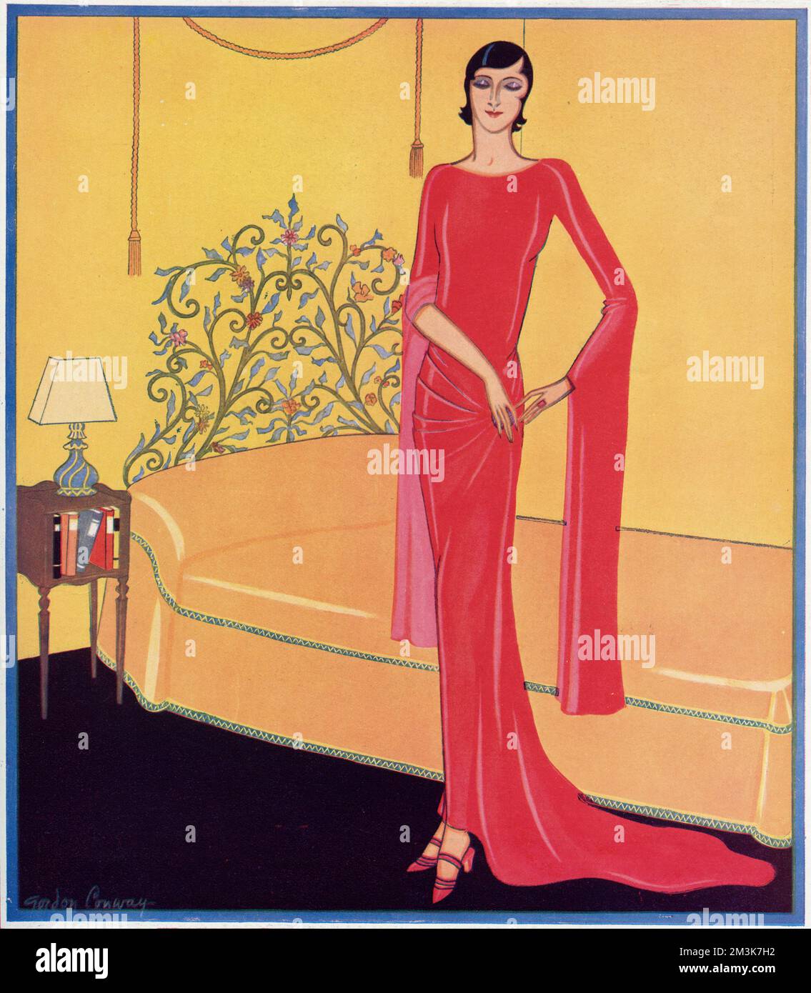 Ein Abendkleid in rotem Chiffon-Samt. 1929 Stockfoto