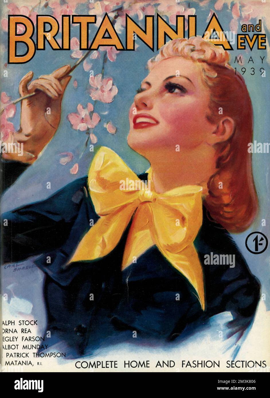 Titelbild von Carl Shreve für Britannia und das Eve Magazin, in dem eine junge Frau im Frühling dargestellt wird. Stockfoto