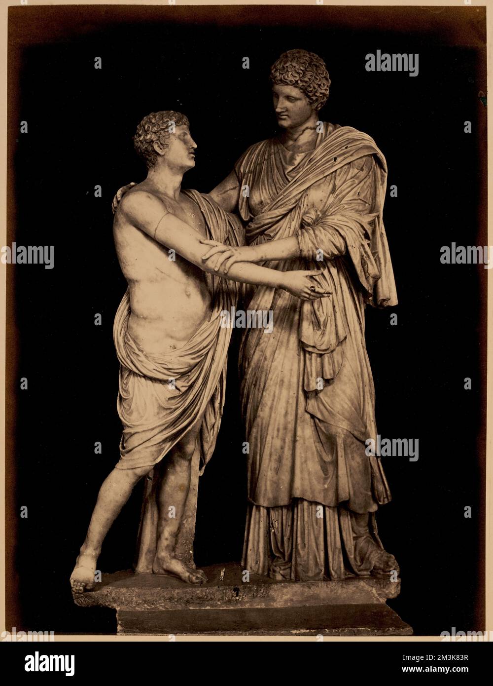 Orestes und Electra, Antiquitäten, Skulptur, elektrogriechische mythologische Figur, Orestes, König von Argos mythologischer Charakter. Nicholas Catsimpoolas Kollektion Stockfoto