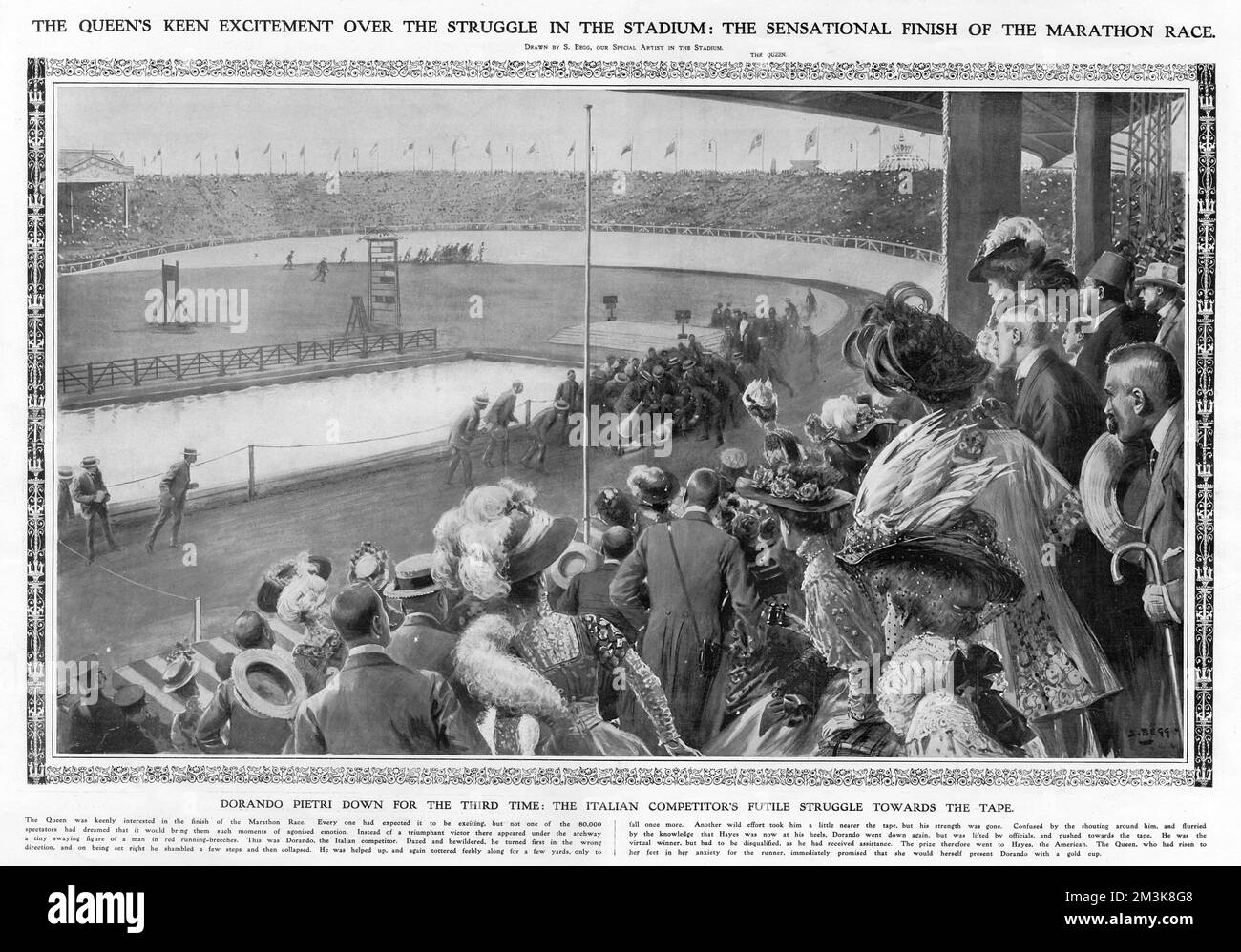 Das Bild zeigt eine Szene aus den Olympischen Spielen 1908 in London ...