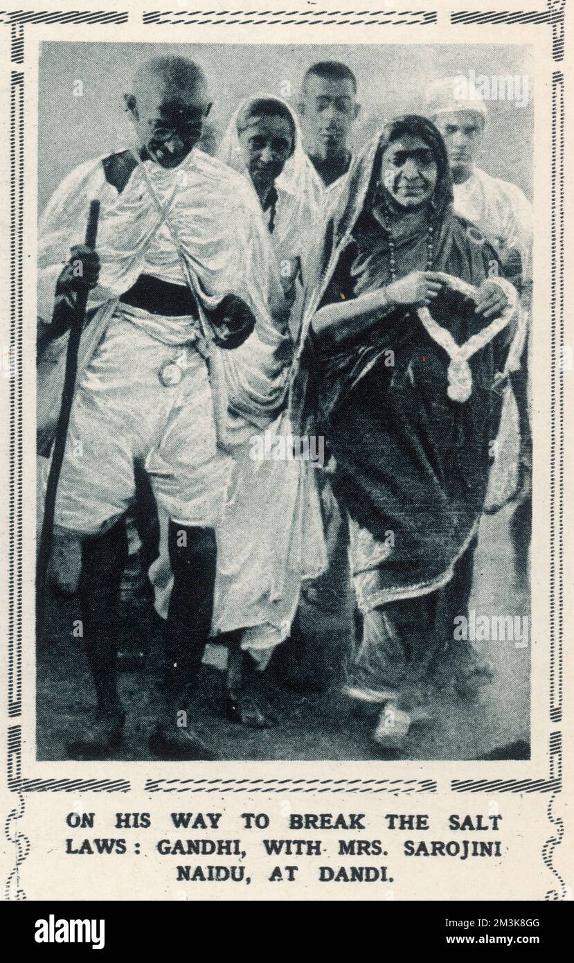 Gandhi bricht die Salzgesetze Stockfoto