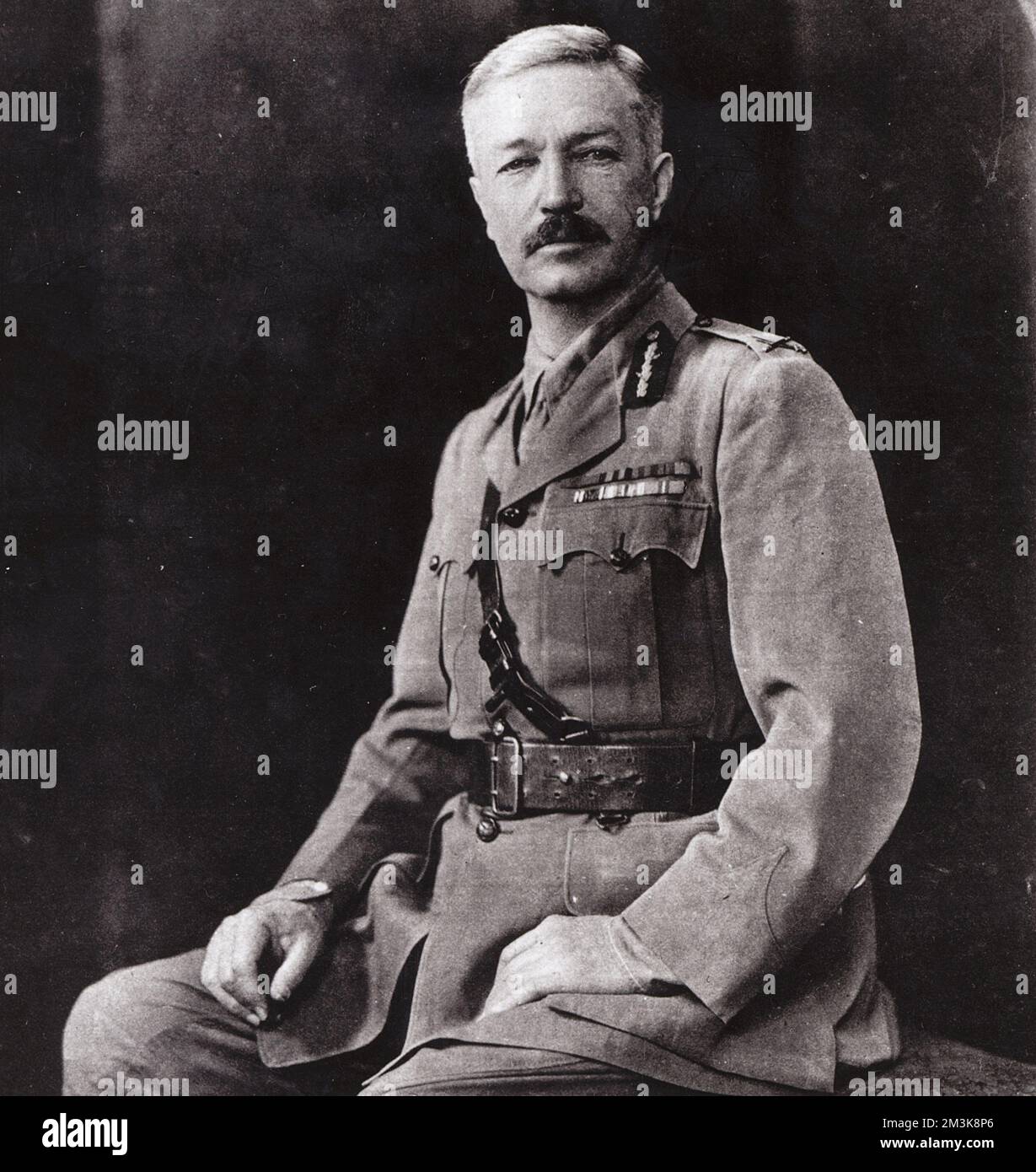 Brigadegeneral Reginald Edward Harry Dyer (1864-1927), Offizier der britischen indischen Armee. Er war verantwortlich für das Massaker von Jallianwala Bagh (13. April 1919) in Amritsar in der britisch-indischen Provinz Punjab. Datum: 1920 Stockfoto