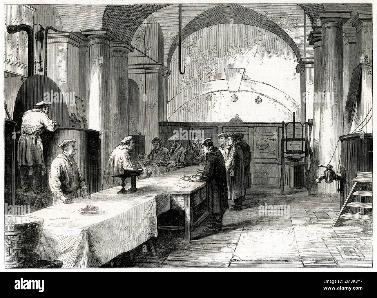 Die West Kitchen im Krankenhaus, das 1869 schließen und in ein Marineschule umgewandelt werden soll. 1865 Stockfoto
