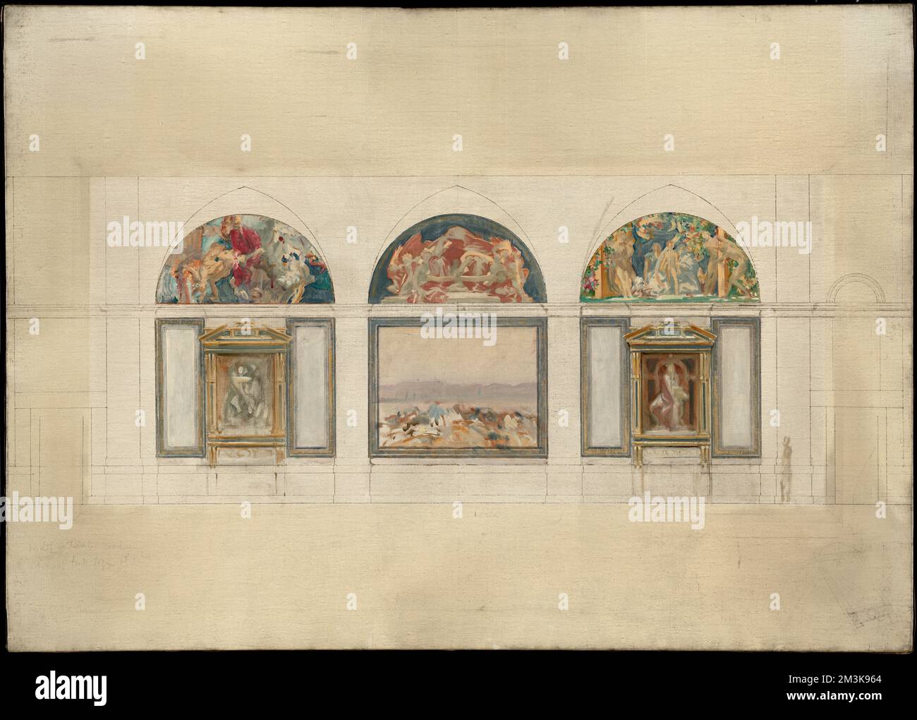 Originalentwürfe für die Dekoration in der Boston Library, Religion, Sargent, John Singer, 1856-1925. Triumph der Religion Stockfoto