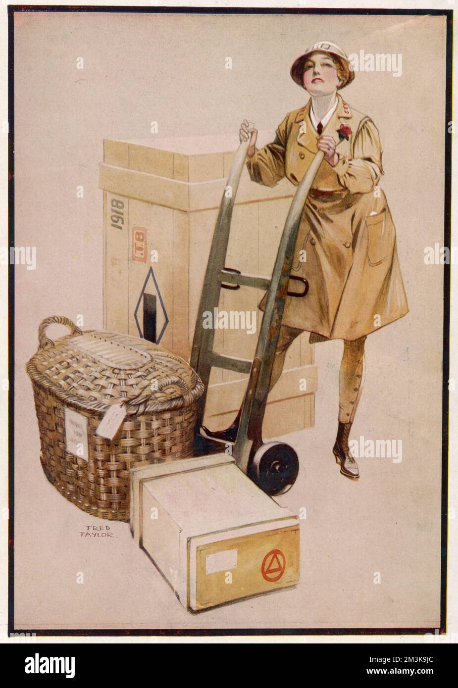 Eine Frau, die während des Ersten Weltkriegs als Bahnportier arbeitete, Teil einer Serie, die Taylor für den Zuschauer gemalt hat, in der Frauen gezeigt werden, dass sie im Rahmen des Krieges eine Vielzahl traditionell männlicher Rollen übernehmen. 1918 Stockfoto