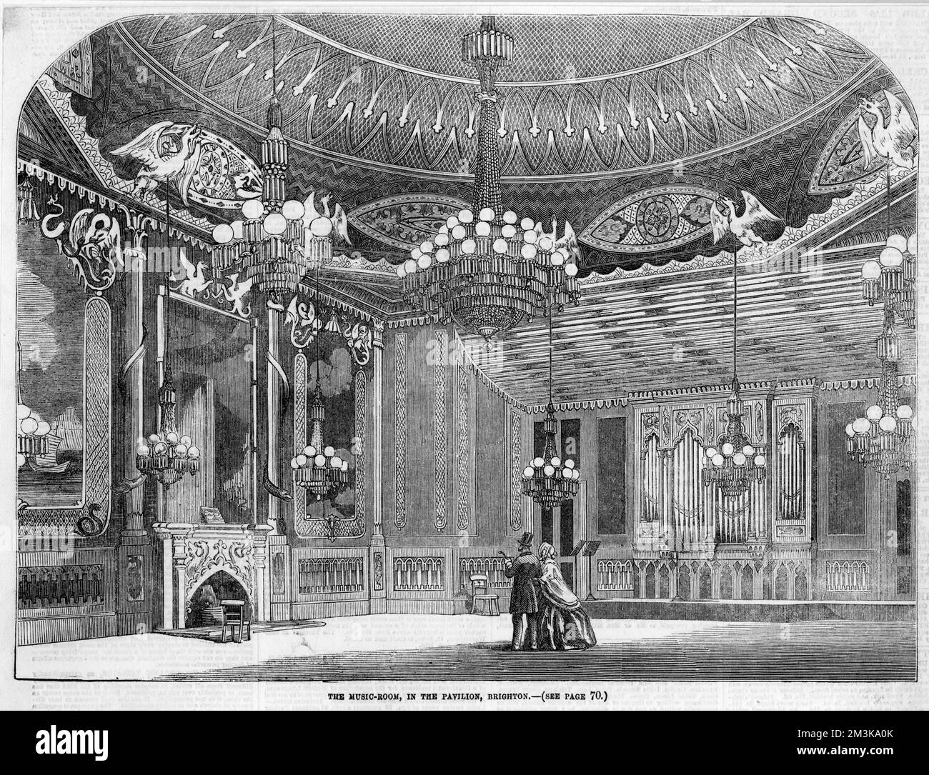 Das Innere des Royal Pavilion in Brighton, Sussex, ca. 1852 Stockfoto
