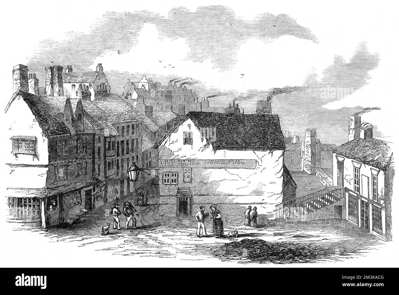 Straßenszene in Gateshead, County Durham Datum: 1854 Stockfoto