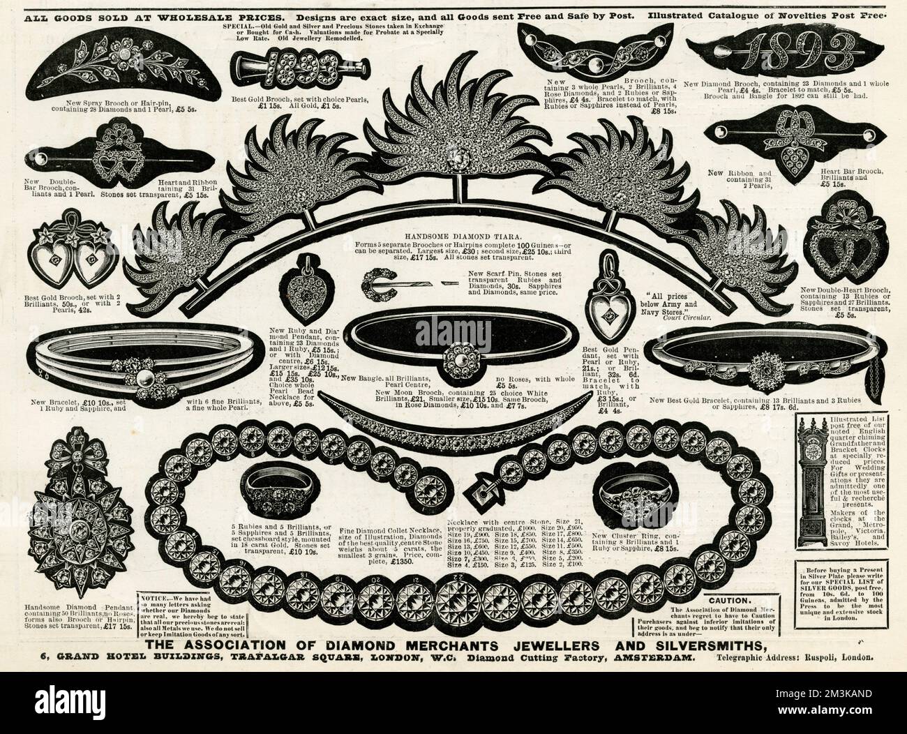 Anzeige für Association of Diamond Merchants Jewellers 1896 Stockfoto