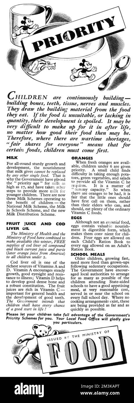 Werbung für das Lebensmittelministerium 1942 Stockfoto