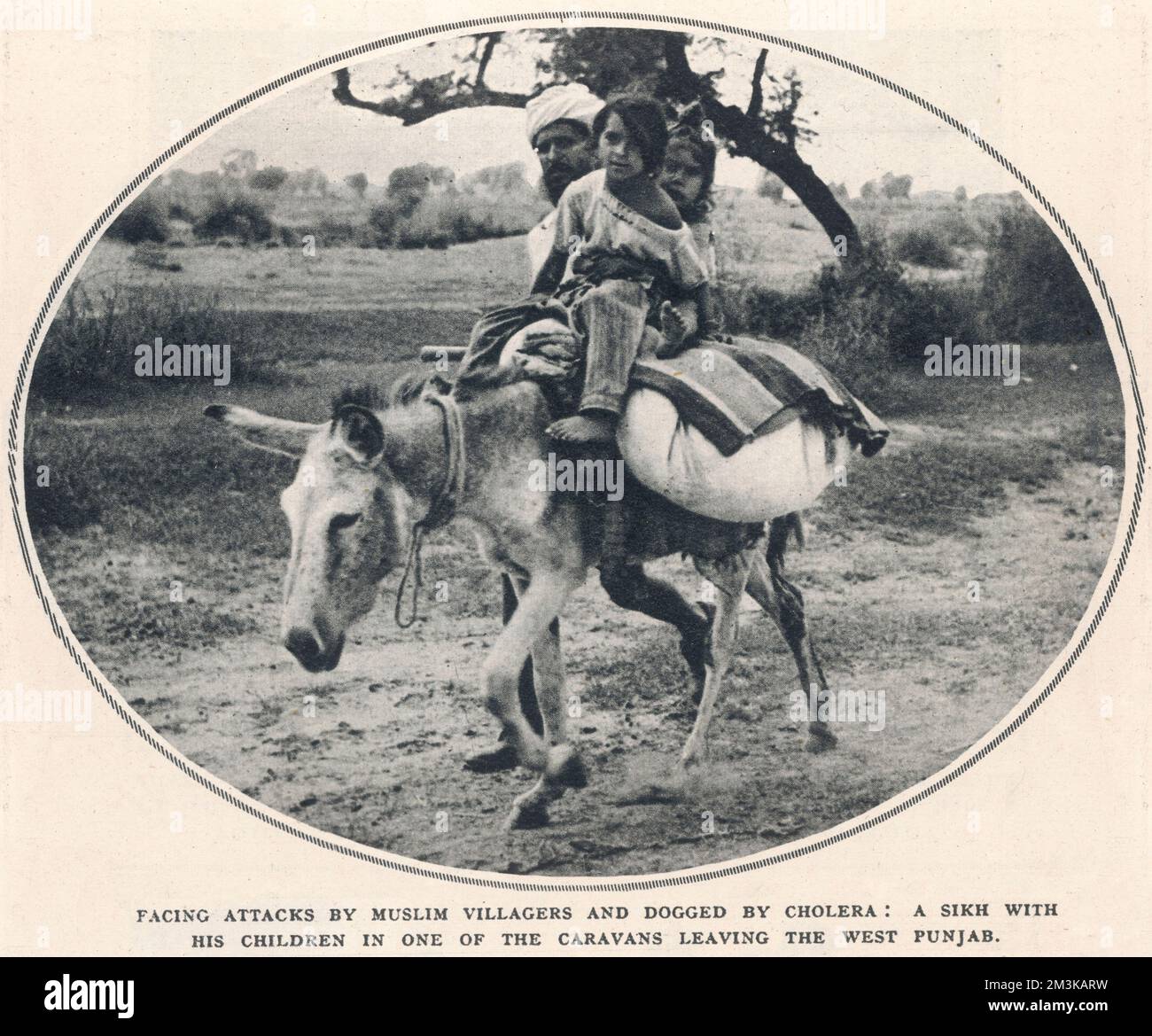 Sikhs fliehen von West nach Ost-Punjab Stockfoto