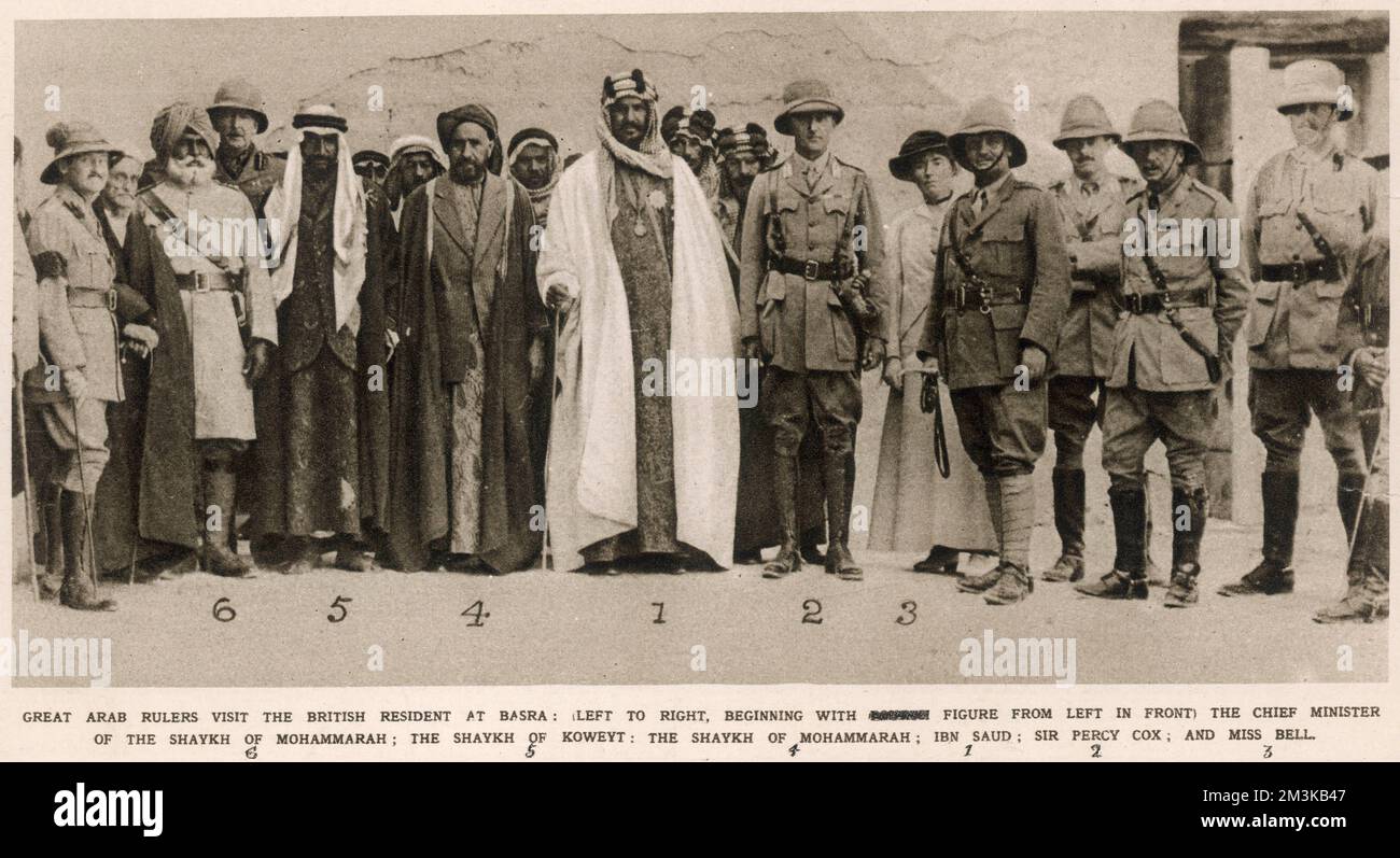 Große arabische Herrscher besuchen die britische Residenz in Basra Stockfoto