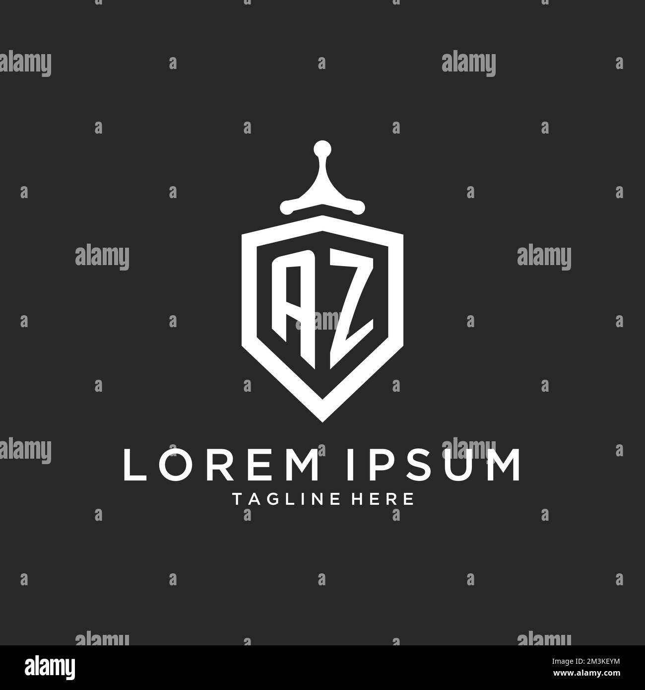 AZ-Monogramm-Logo mit Design-Ideen für die Form des Schutzschilds Stock Vektor