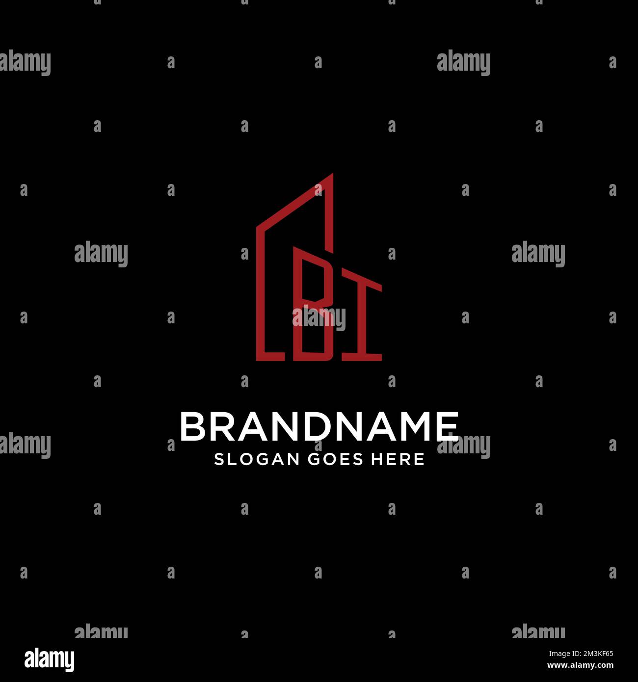 ANFÄNGLICHES BI-Monogramm mit Designideen für Gebäudelogos Stock Vektor