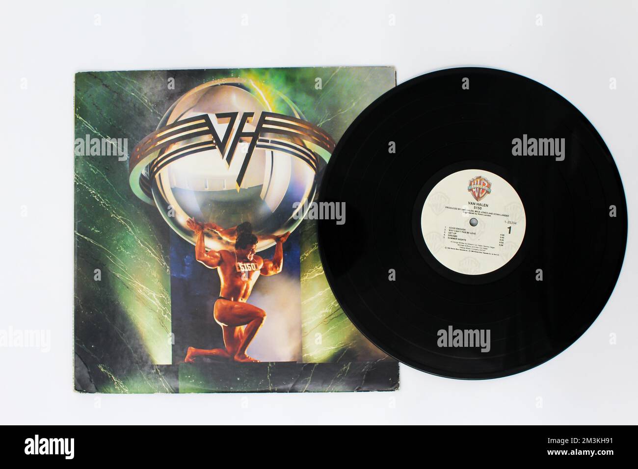 Hard Rock, Heavy Metal und Glam Metal Band, Van Halen Musikalbum auf Schallplatten-LP-Disc. Titel: 5150 Stockfoto