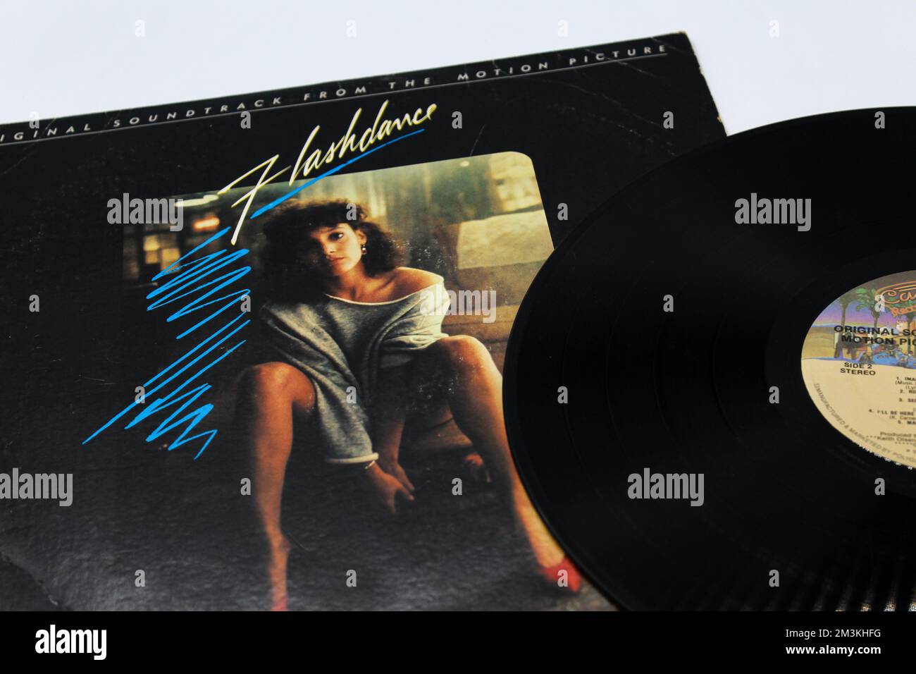 Flashdance Film Original Soundtrack von The Motion Picture auf Vinyl LP Album. Albumcover Stockfoto