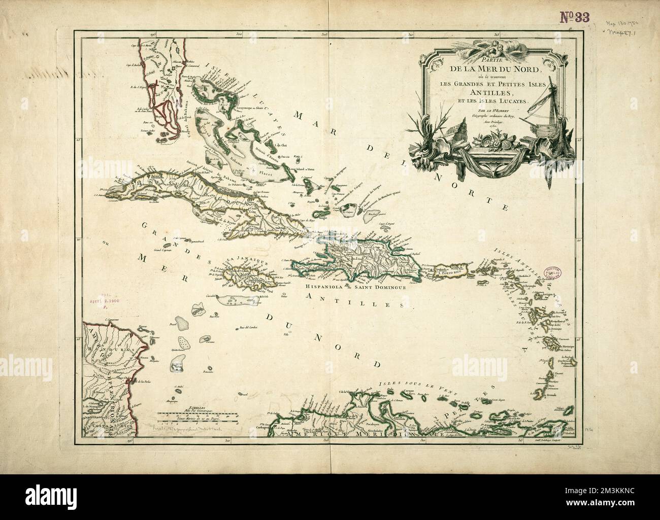 Partie de la mer du Nord, où se trouvent les Grandes et Petites Isles Antilles, et les Isles Lucayes , West Indies, Karten, frühe Arbeiten 1800 Norman B. Leventhal Map Center Collection Stockfoto