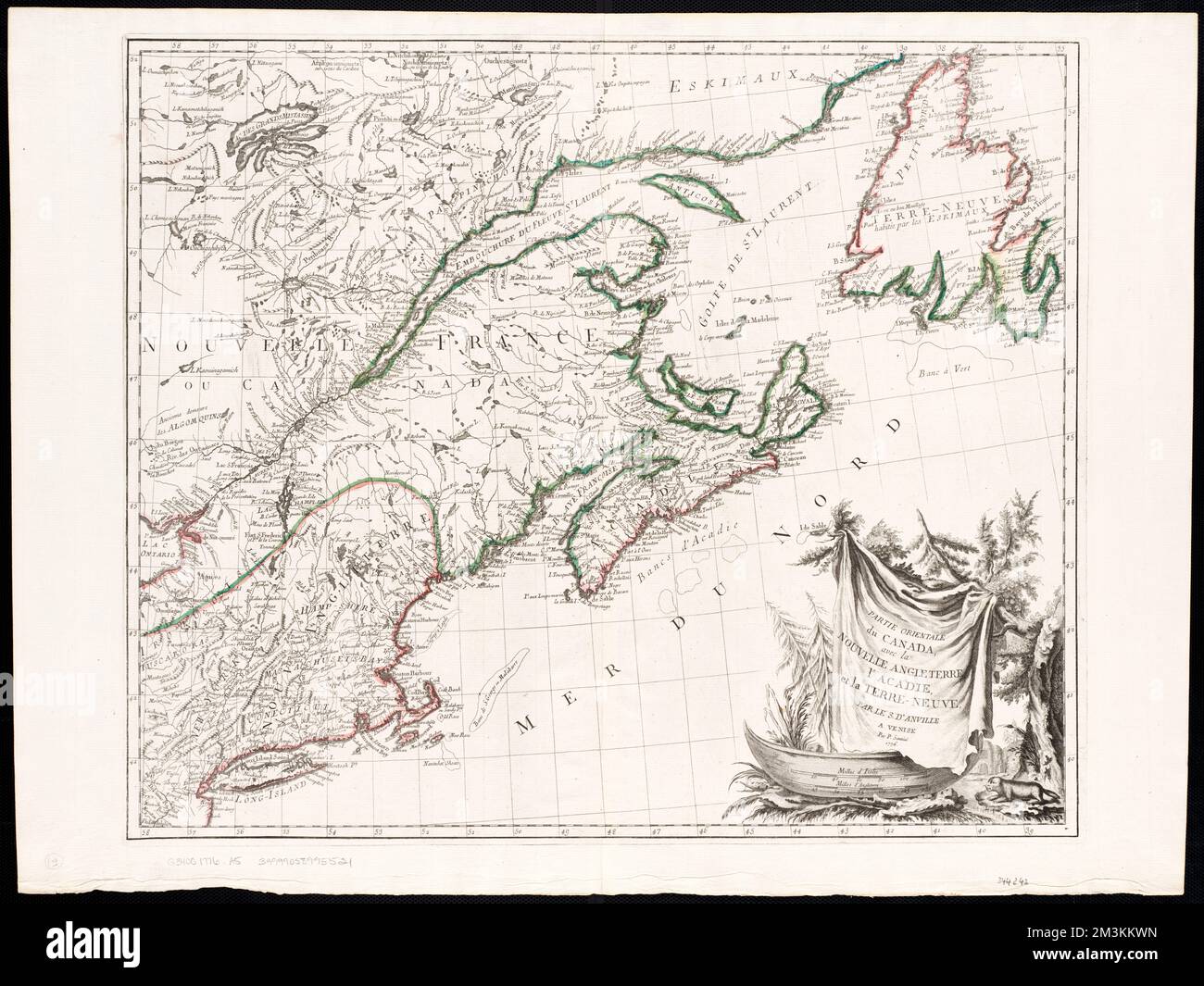 Partie orientale du Canada, avec la Nouvelle Angleterre, l'Acadie, et la Terre-Neuve , Kanada, Karten, frühe Werke bis 1800, New England, Karten, frühe Werke bis 1800 Norman B. Leventhal Map Center Collection Stockfoto