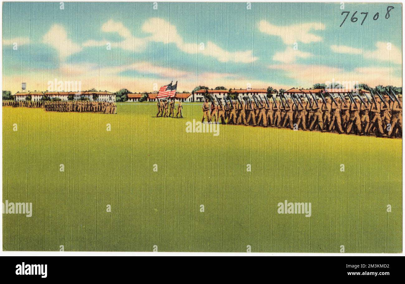 Zur Prüfung: Marine Corps Recruit Depot, Parris Island, S.C., Military Facilities, Tichnor Brothers Collection, Postkarten der Vereinigten Staaten Stockfoto