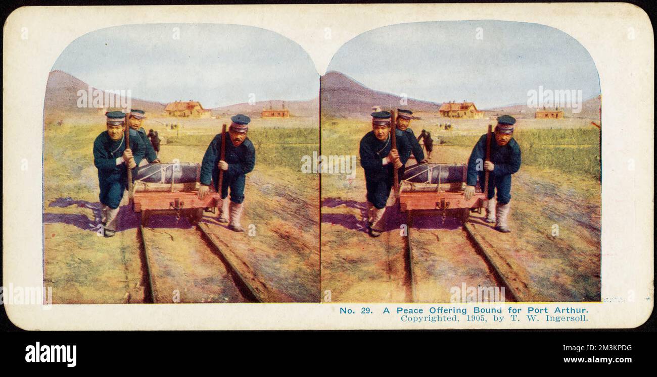 Ein Friedensangebot für Port Arthur, Munition, Eisenbahn-Handwagen, Russisch-Japanischer Krieg, 1904-1905 Stockfoto