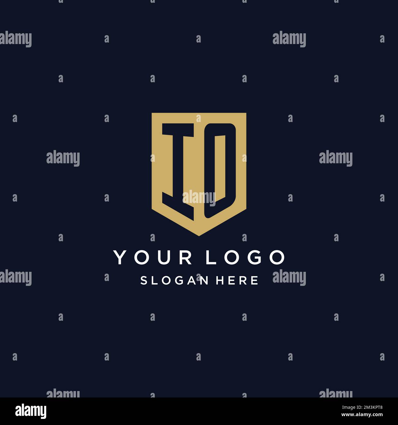 IO Monogramm Initialen Logo-Design mit Shield Icon-Vorlage Stock Vektor