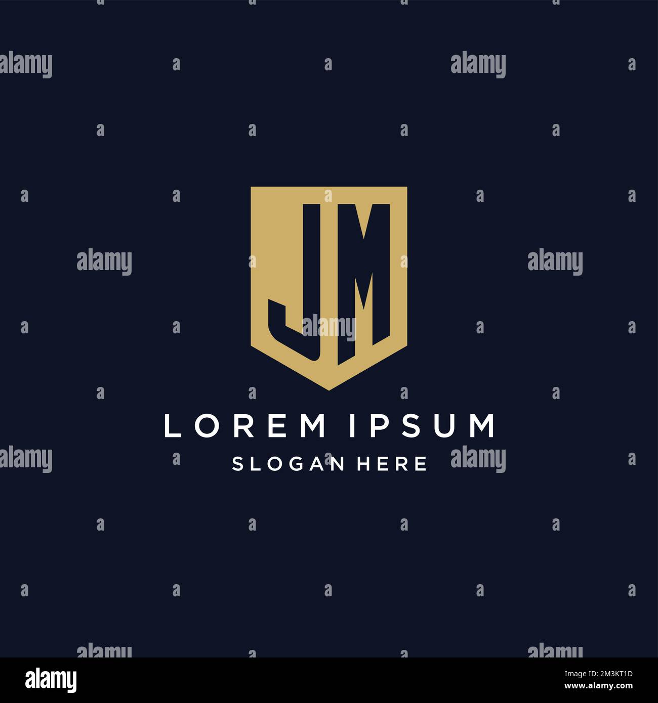 JM-Monogramm Initialen Logo-Design mit Shield Icon-Vorlage Stock Vektor