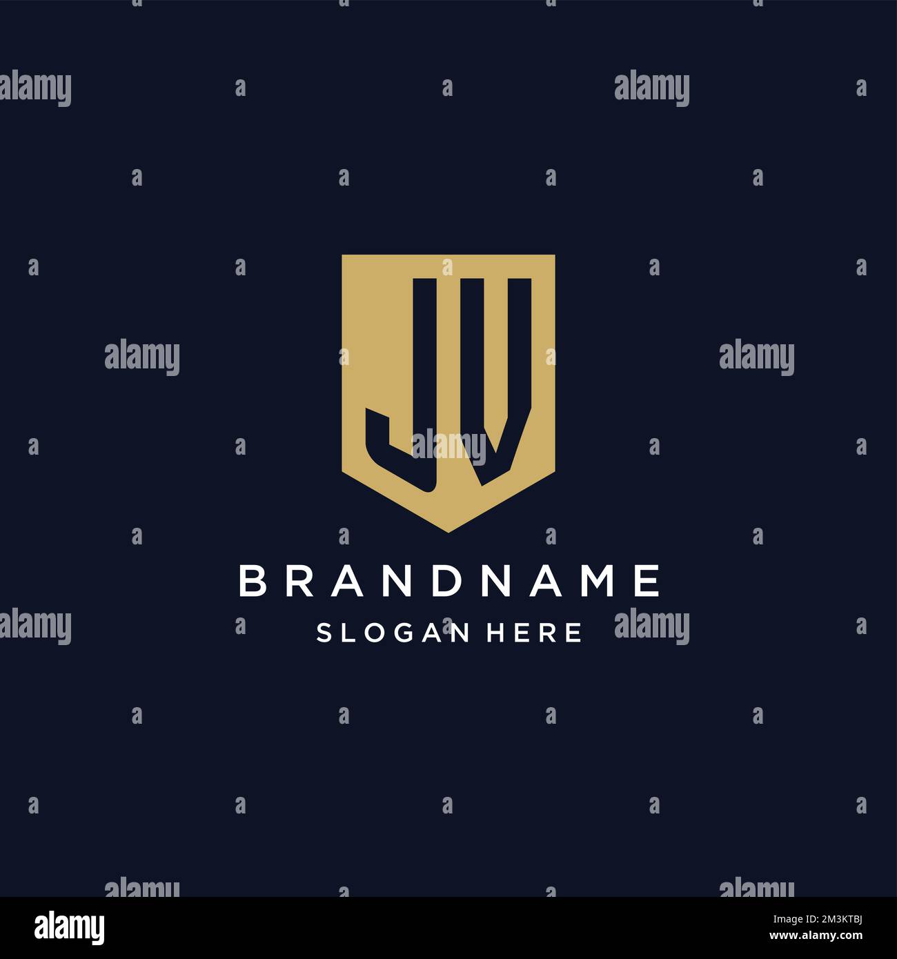 JV-Monogramm Initialen Logo-Design mit Shield Icon-Vorlage Stock Vektor